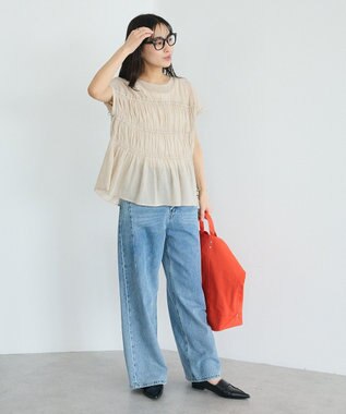 CRAFT STANDARD BOUTIQUE ヴィンテージボイルギャザーブラウス Light Beige