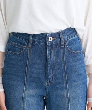 earth music&ecology フロントシームセミフレアデニムパンツ Medium Indigo
