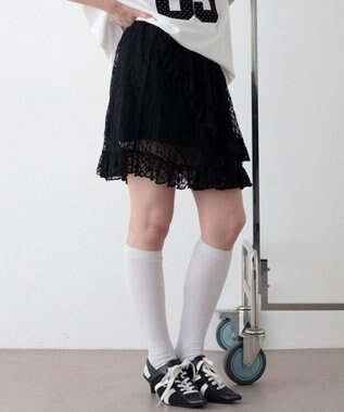 WEGO レースフリルスカート ブラック