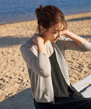 Tiaclasse シアーショートカーディガン グレージュ