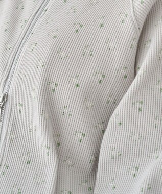 earth music&ecology 【予約】【綿100％】ダブルジップワッフルカーディガン フラワー