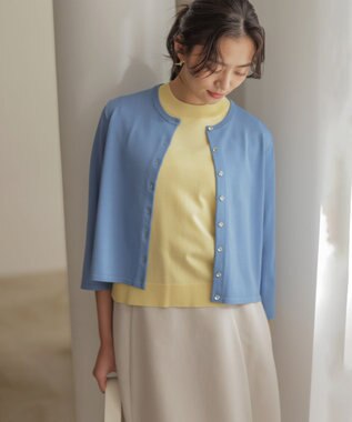 組曲 マイラックカラー カーディガン ブルー系