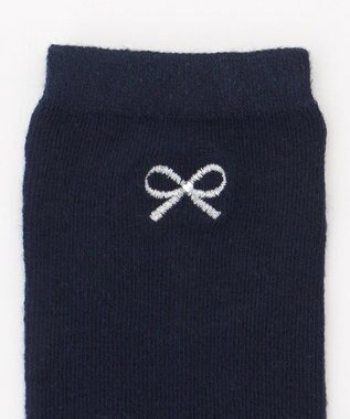 ANY KIDS リボン刺繍ハイソックス ネイビー