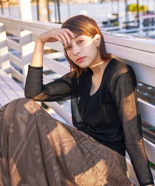 Tiaclasse シアーショートカーディガン ブラック