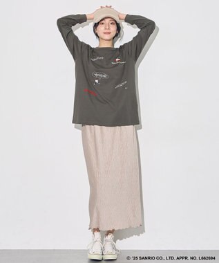 ANY 【ハローキティ×ANY】ロゴTシャツ チャコール刺繍