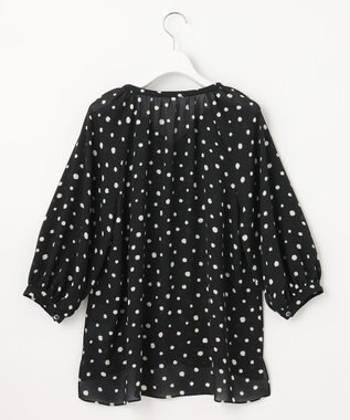 自由区 【セットアップ可】ドットプリント スキッパーブラウス ブラック系5