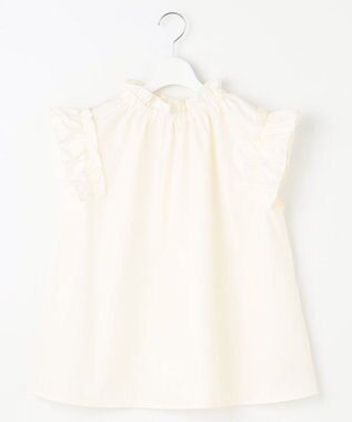 Feroux 【洗える】スタンドカラーフリルスリーブ ブラウス アイボリー系