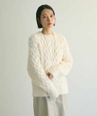 Green Parks armonia．シャギーケーブルニット Ivory