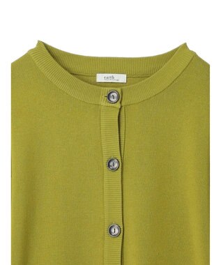 earth music&ecology クルーネックミドル丈カーディガン Lime Green