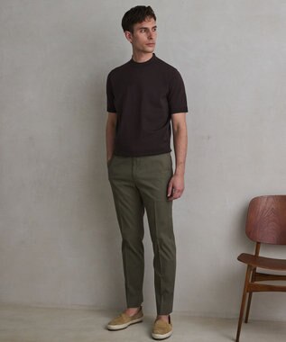 GOTAIRIKU 仕事で着られる綿パン【吸水速乾/ストレッチ/折り目加工】クールマックスコットンパンツ_ノータック（26年モデル） ダークグリーン/26年限定色