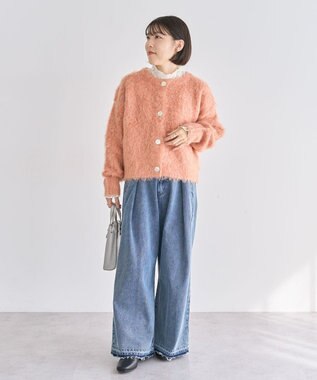 Green Parks 起毛シャギーカーディガン Pink