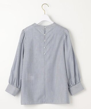 ANY SIS S 【洗える】フェイクパールストライプ ブラウス ネイビーストライプ