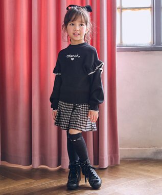 ANY KIDS 肩フリル しあわせタッチニット ブラック