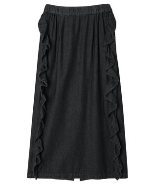 Green Parks ■ＥＳＣＡＲ　デニムサイドラッフルスカート Black