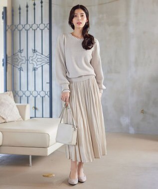 Tiaclasse 【安田美沙子さん着用・洗える】ヴィンテージサテンプリーツスカート アイボリー