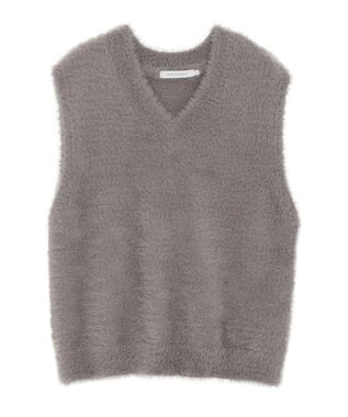 AMERICAN HOLIC 【選べる丈】シャギーニットベスト Gray Beige