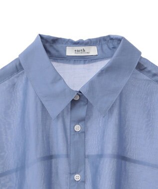 earth music&ecology ワイドシルエットシアーシャツ Blue
