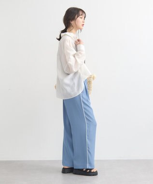 earth music&ecology ワイドシルエットシアーシャツ Off White