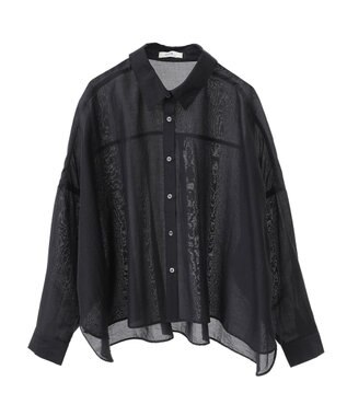 earth music&ecology ワイドシルエットシアーシャツ Black