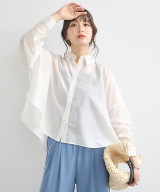 earth music&ecology ワイドシルエットシアーシャツ Off White