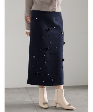 Te chichi ビジューデザインナロースカート《2025winter catalog item》 ネイビー