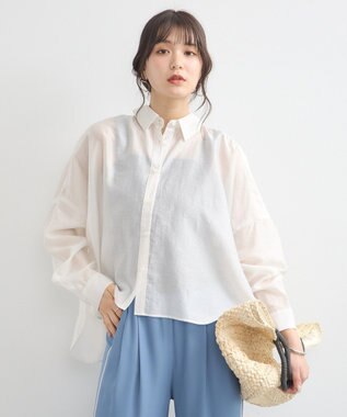 earth music&ecology ワイドシルエットシアーシャツ Off White