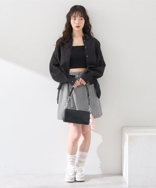 earth music&ecology ワイドシルエットシアーシャツ Black