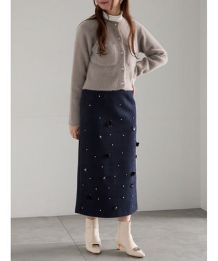 Te chichi ビジューデザインナロースカート《2025winter catalog item》 ネイビー