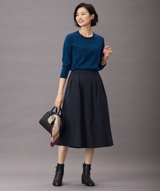 J.PRESS LADIES S 【洗える】グレイス メモリータフタ タック スカート ネイビー系