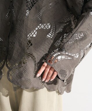 Green Parks レースカーディガン Gray