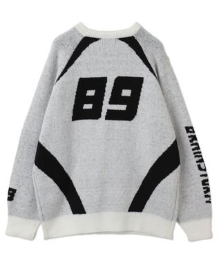 WEGO 配色スポーツグラフィックフラッフィーニットプルオーバー ホワイト