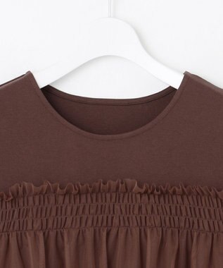 Feroux 【汗ジミが目立たない・洗える】バルーンチュール Tシャツ ダークブラウン系