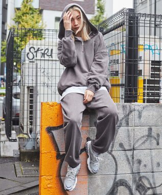 WEGO ピグメントロゴスウェットパンツ ブラウン