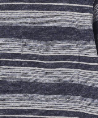 JOSEPH ABBOUD 【キングサイズ・吸水速乾】リネンマルチボーダー ポロシャツ ネイビー系2