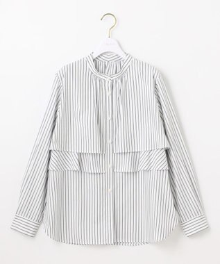 ANY SIS L 【洗える】ラッフルレイヤード ブラウス アイボリーストライプ