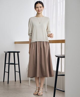 自由区 S 【人気異素材コンビの最新作・前後着用可】タフタコンビ ワンピース