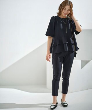 組曲 【接触冷感・吸湿冷感・UVカット】スタイルアップジャージー パンツ 【WEB限定】ネイビー系9