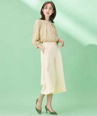 組曲 【洗える】ライトツイルストレッチセーラー パンツ アイボリー系