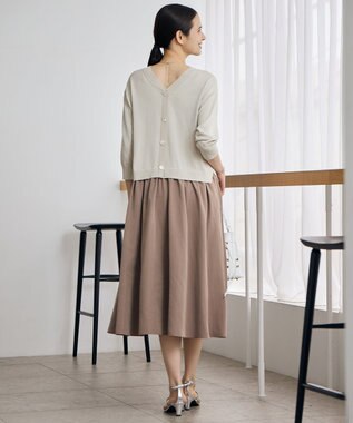 自由区 S 【人気異素材コンビの最新作・前後着用可】タフタコンビ ワンピース ベージュ×モカ