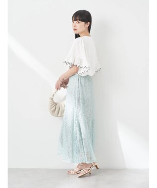 earth music&ecology 配色スカラップスリーブＴＥＥ Off White