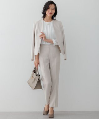 23区 【洗える】シルキーデシン タックデザイン カットソー ホワイト系