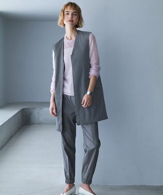 ICB 【洗える・リバーシブル着用可】T/Wツイルキルト リバーシブル パディング ジレ ライトグレー系