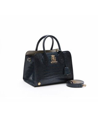 A.D.M.J. 【牛革】クロコ型押しサイドバックルトート25cm(ショルダーストラップ付) MRN