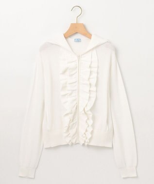 組曲 【WEB限定】  シアーニットフリルパーカー アイボリー系