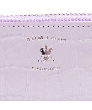 A.D.M.J. 牛革クロコ型押し ラウンドファスナーウォレット LAVENDER