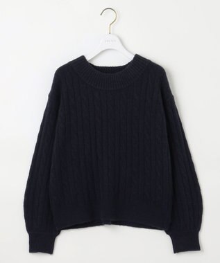 ANY SIS 【洗える】ケーブルAir ニット ネイビー