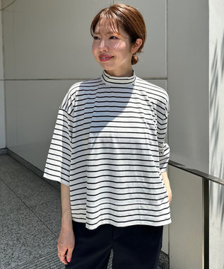 UNFILO ハイネッククロップドTシャツ ボーダー