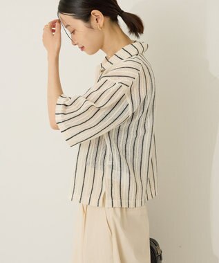 AMERICAN HOLIC メッシュ半袖ブラウス Stripe