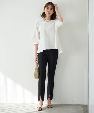 UNFILO L フロントスリットパンツ ブラック