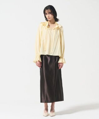 GRACE CONTINENTAL フリルカラーシアーカフタンブラウス イエロー
